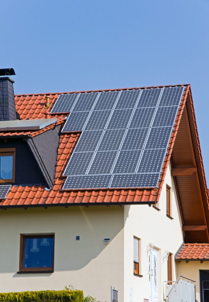 Roof with solar panels